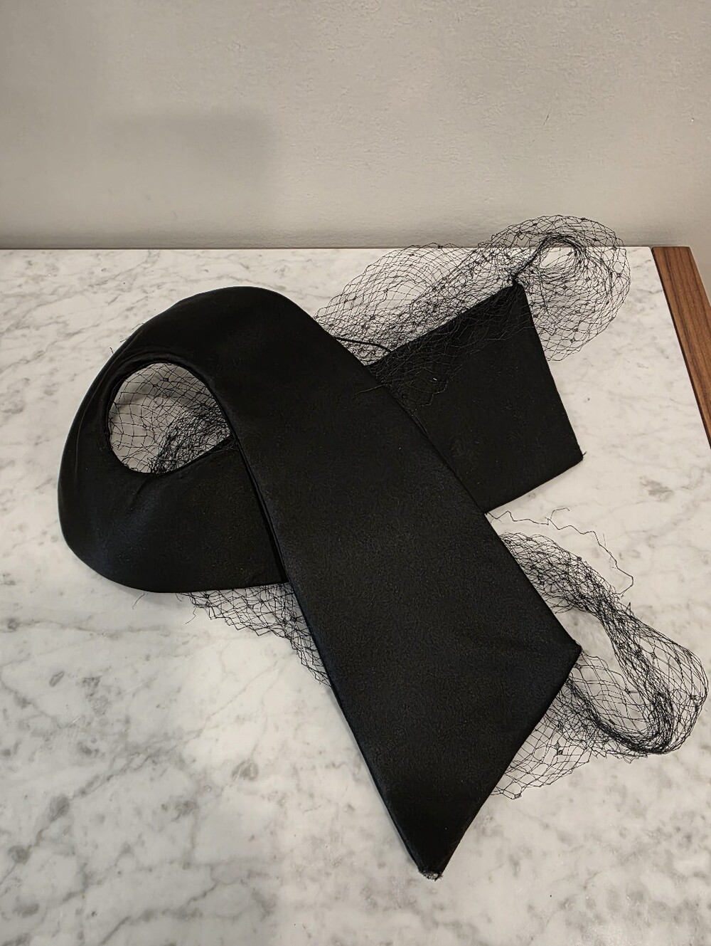 Lola Hats Black Satin Hat with Veil Accent